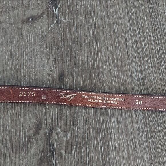 Vintage Tory Skinny English Bridle Leather Western Belt 30 Brass Buckle - Picture 4 of 6